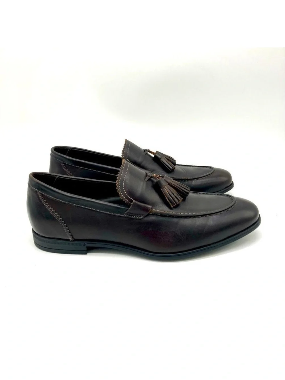 Bruno Magli Berna Men’s Brown Leather Tassel Loafers Size 8 Made in Italy